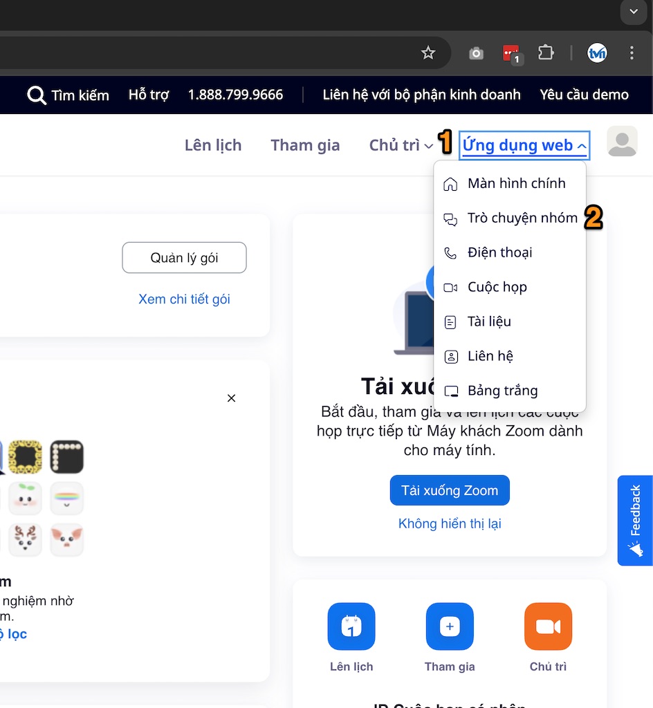 Vào ứng dụng Team Chat